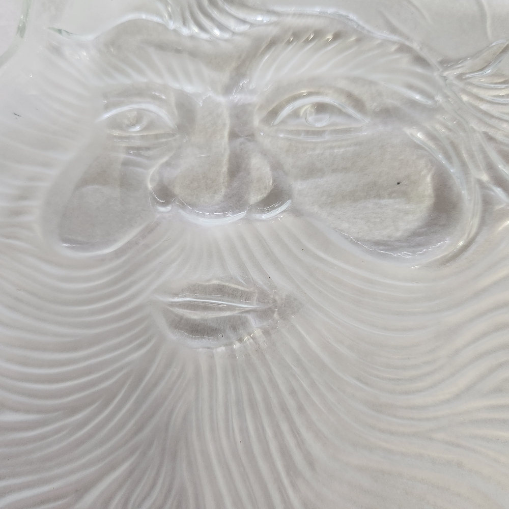 Vintage Clear Frosted Glass Santa Decorative Plate - Picture 4 of 5